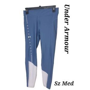 Under Armour Women's HeatGear  Cropped Compression Leggings Blue White Med NWOT